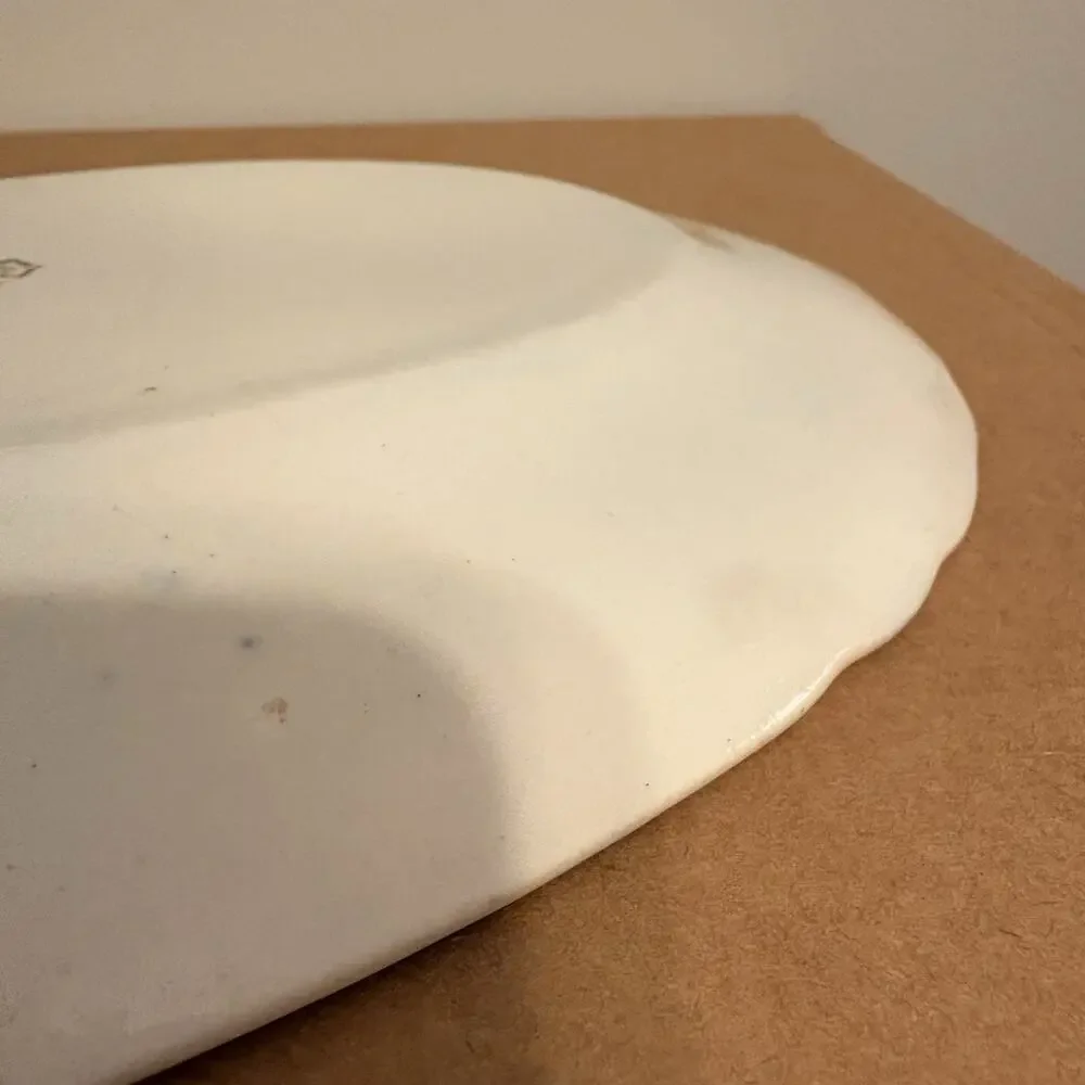 Antique Mercer Paisley Oval Flow Blue Plate 10.5” Long
